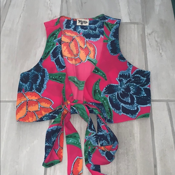 Show me your Mumu Floral Wrap Top Sz Large - Picture 1 of 3